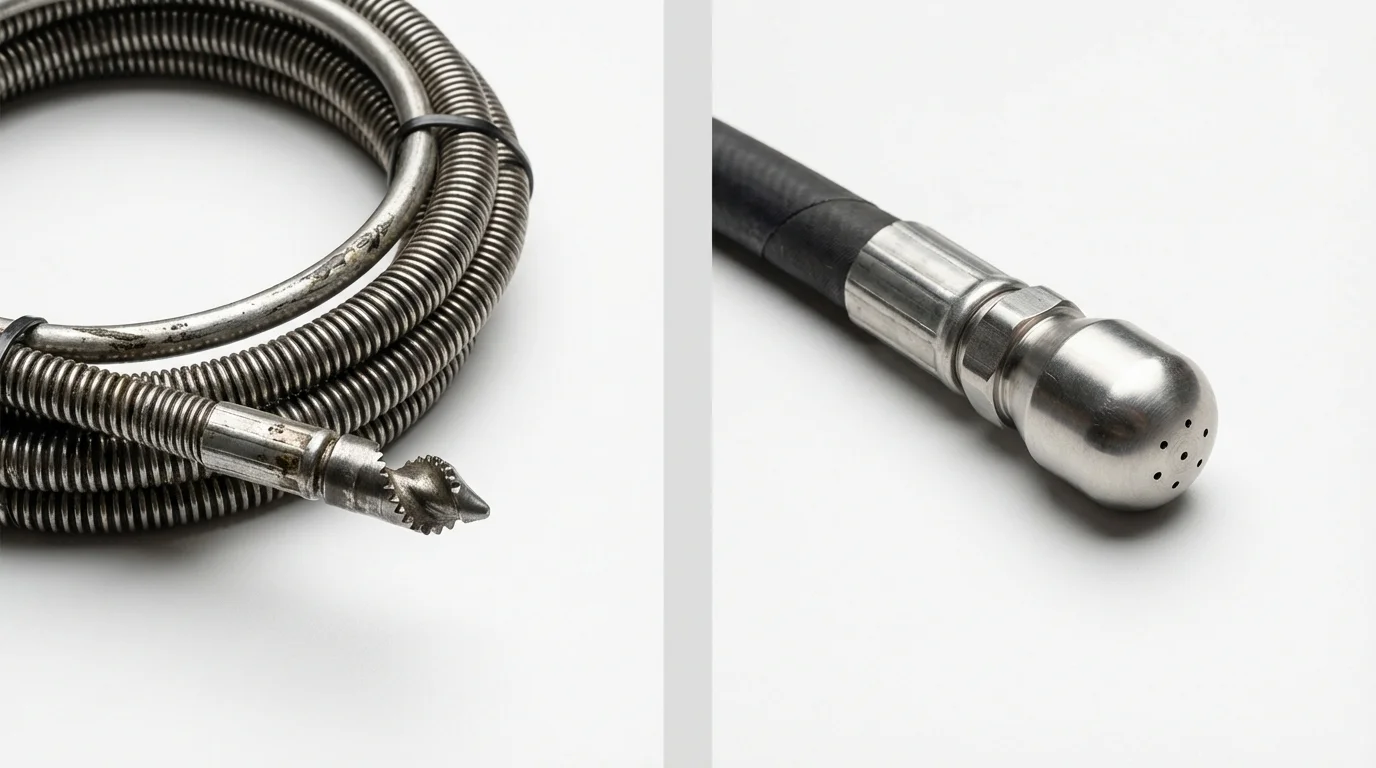 Drain snake cable and hydro jetting nozzle used for drain cleaning in Sikeston, MO