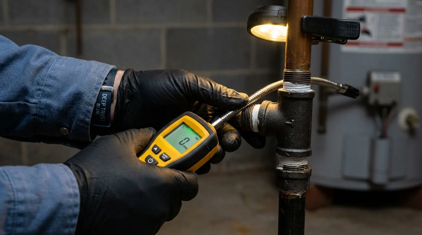 Gas leak detection with electronic sniffer by Johns Plumbing LLC in Sikeston