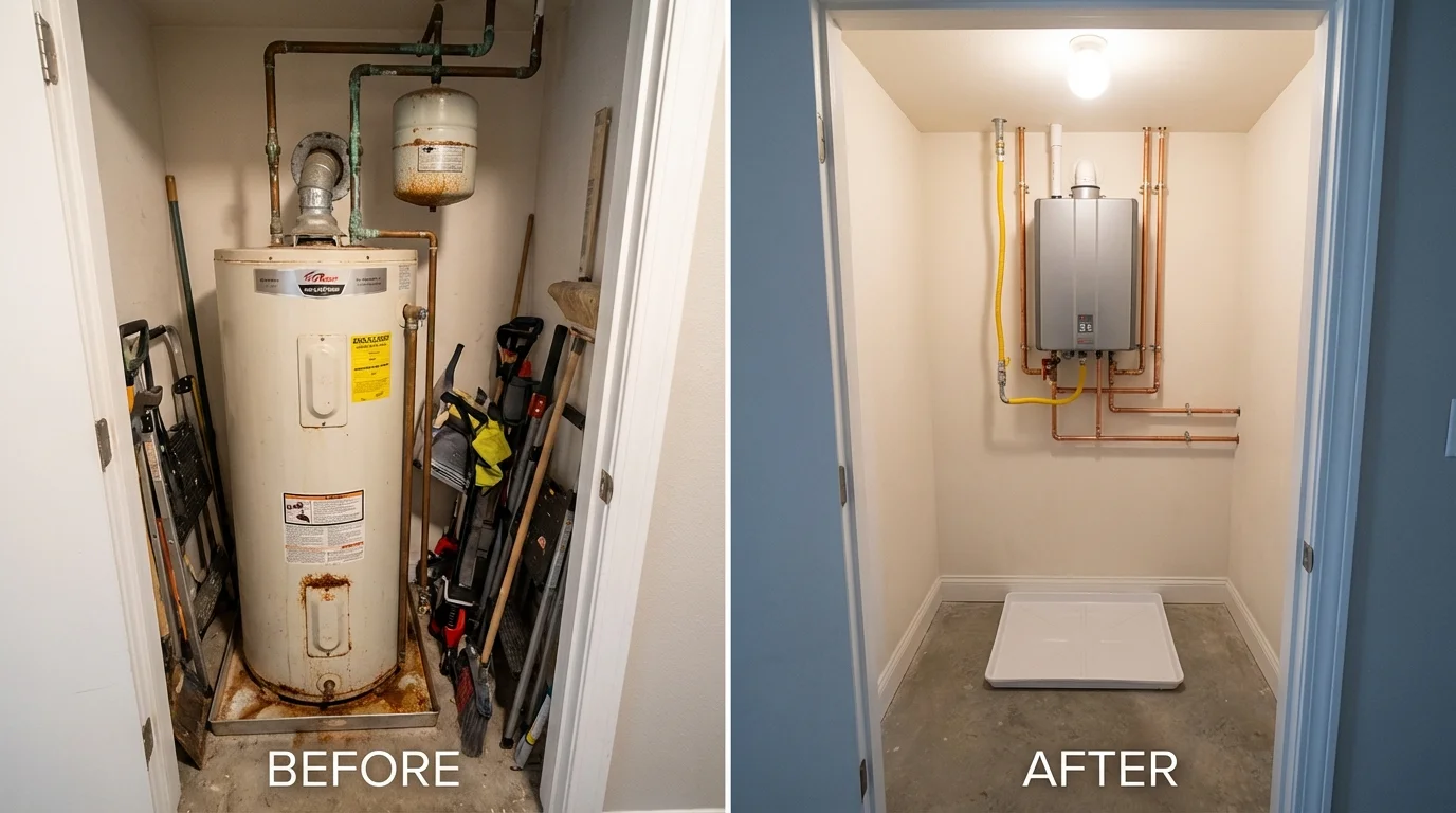 Tank water heater versus wall-mounted tankless unit comparison for Sikeston, MO homeowners